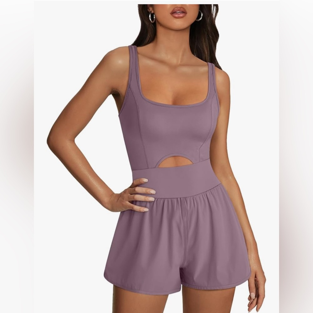 Automet Workout Romper In Light Purple Size M
